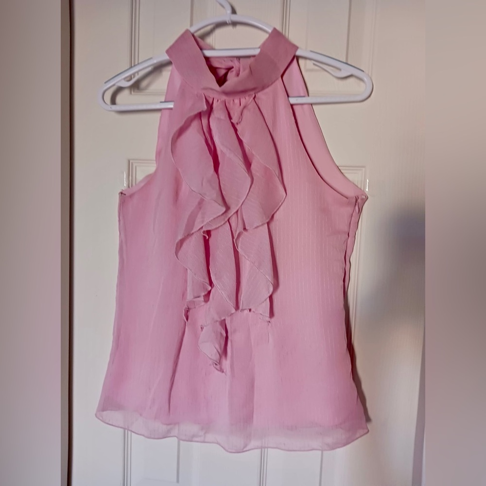 I.N Pink Ruffle Turtleneck Blouse